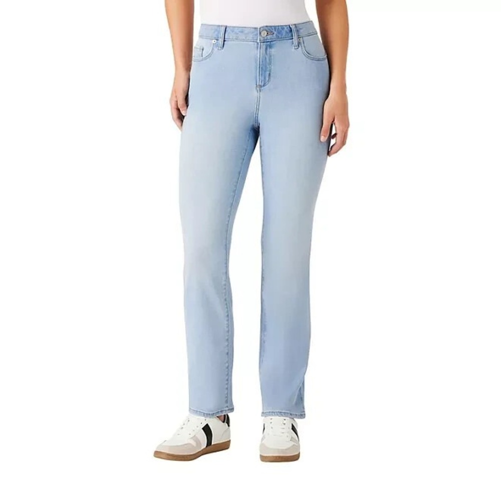 Member's Mark Womens Straight Jeans Size 2 Light Wash High Rise Blue Denim